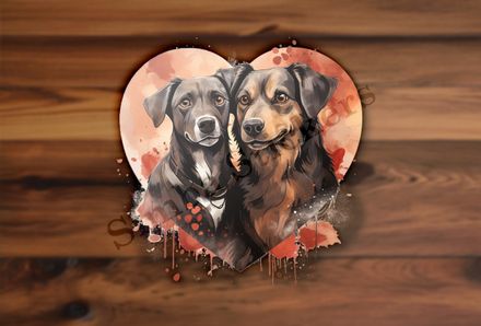 Dogs in love, watercolour