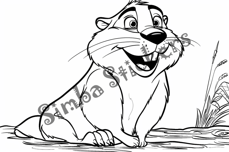 Colouring pages, bundle of beavers looking cute, 10 images
