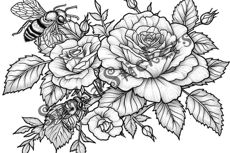 Colouring pages, bundle of bees with glasses, honeycombs or flowers, 25 images 2