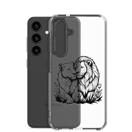 Clear Case for Samsung, Male lion with lioness, outline art, lst75k