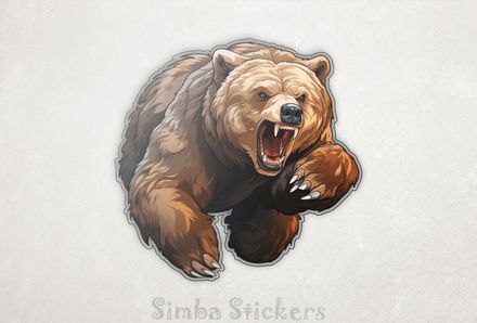 Bear running angrily, watercolour, kly8zw