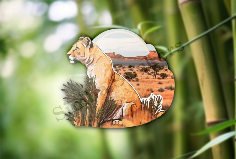 Lioness sitting in the Savanna