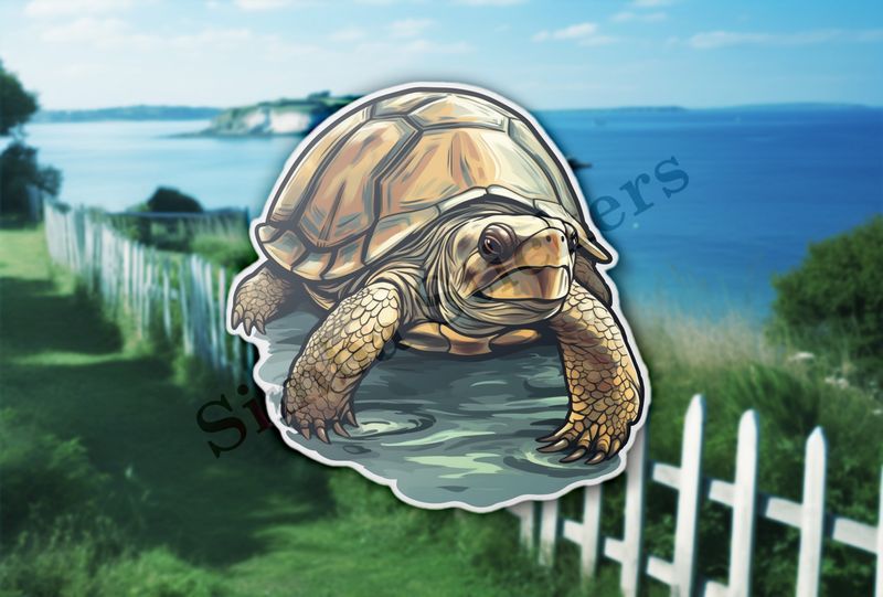 Tortoise in shallow pool of water