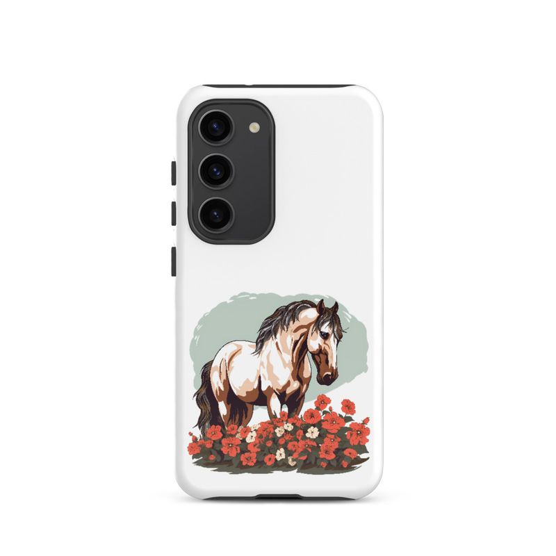 Tough Case for Samsung, Brown horse in field of red flowers, n4w2fj