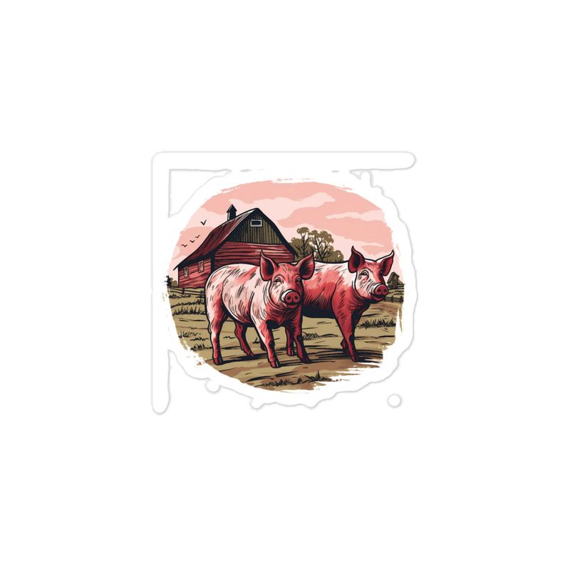 Sticker 3x3, Two pigs on a farm 