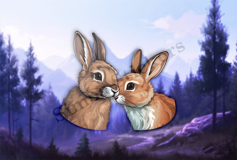 Rabbits in love , nose-to-nose