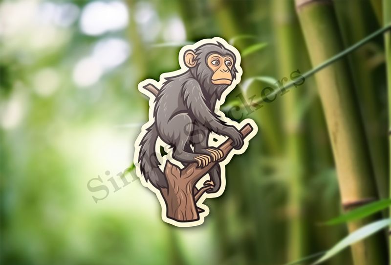Baboon on a tree, looking sad