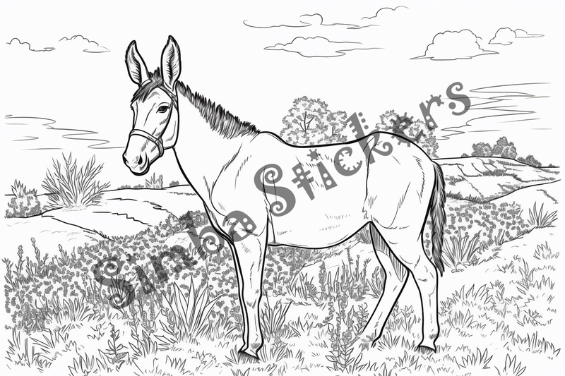 Colouring pages, bundle of mules, 25 images
