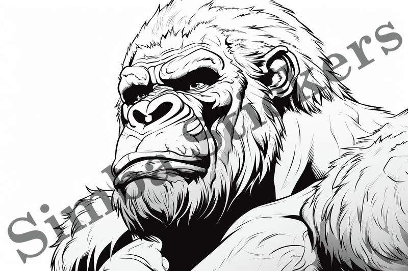 Colouring pages, bundle of gorillas, 25 images