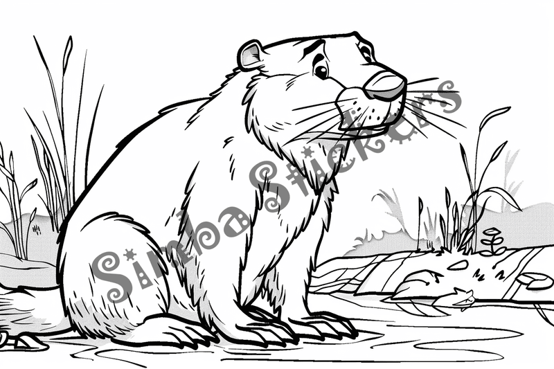 Colouring pages, bundle of beavers, 50 images
