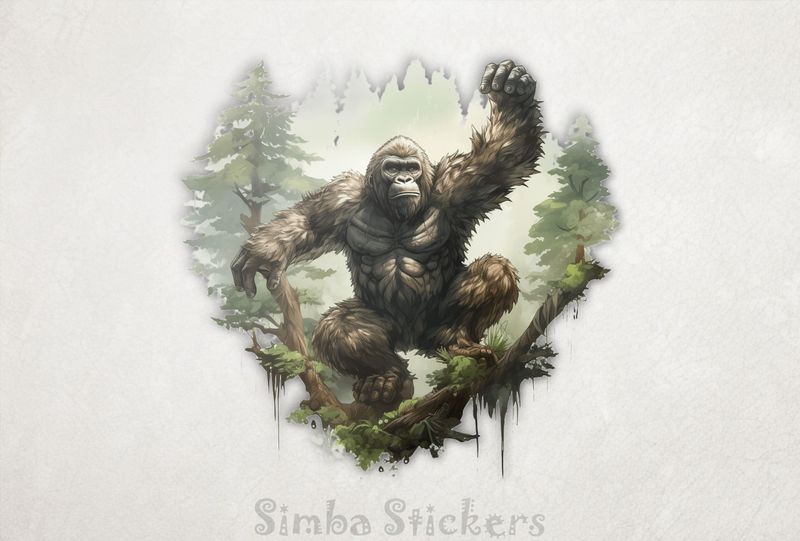 Gorilla jumping from tree in thick forest, xole3i