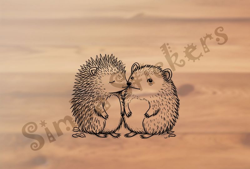 Porcupine in love nose-to-nose, outline art