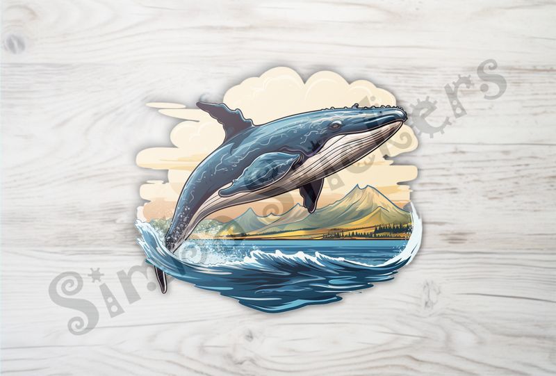 Whale leaping out of water