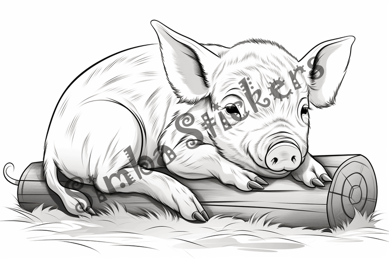 Colouring pages, bundle of pigs, 25 images 2