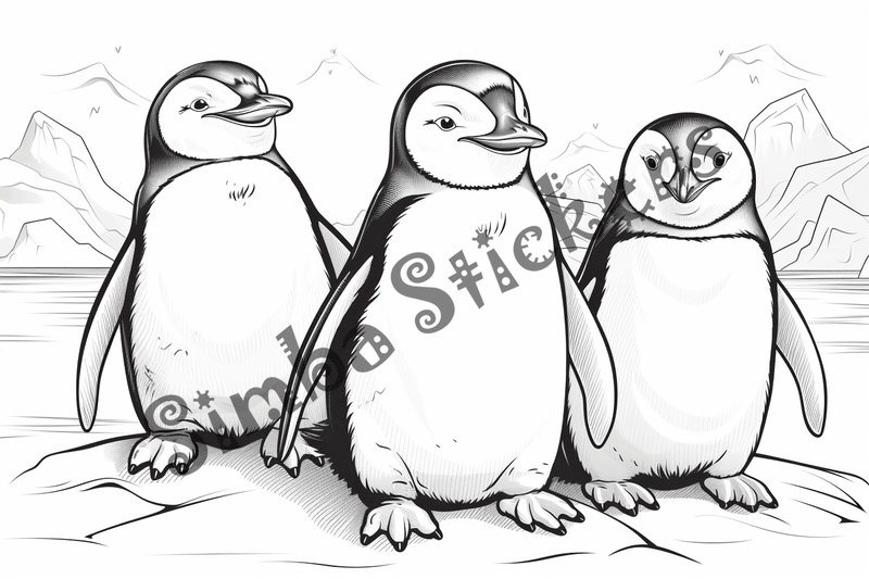Colouring pages, bundle of penguins 2, 25 images