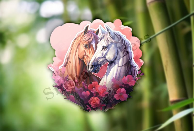 Horses in love, watercolour