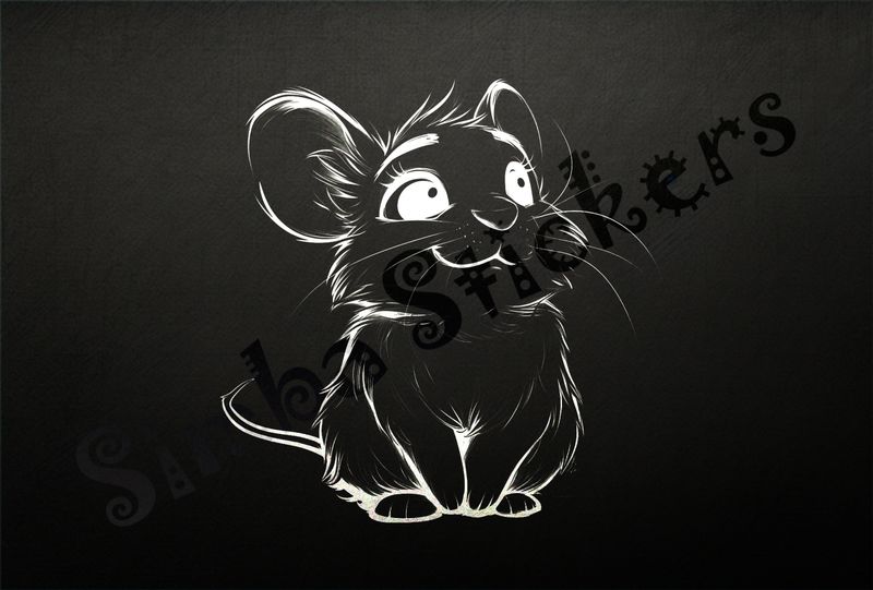 Mouse looking up and smiling, outline art