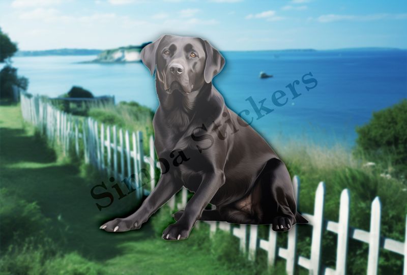Black labrador dog sitting