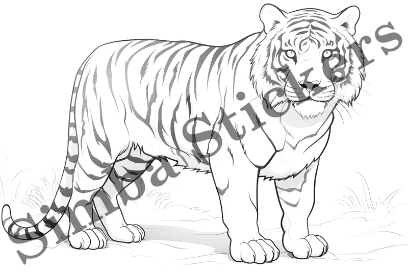 Colouring pages, bundle of tigers, 25 images