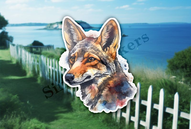 Jackal head, watercolour