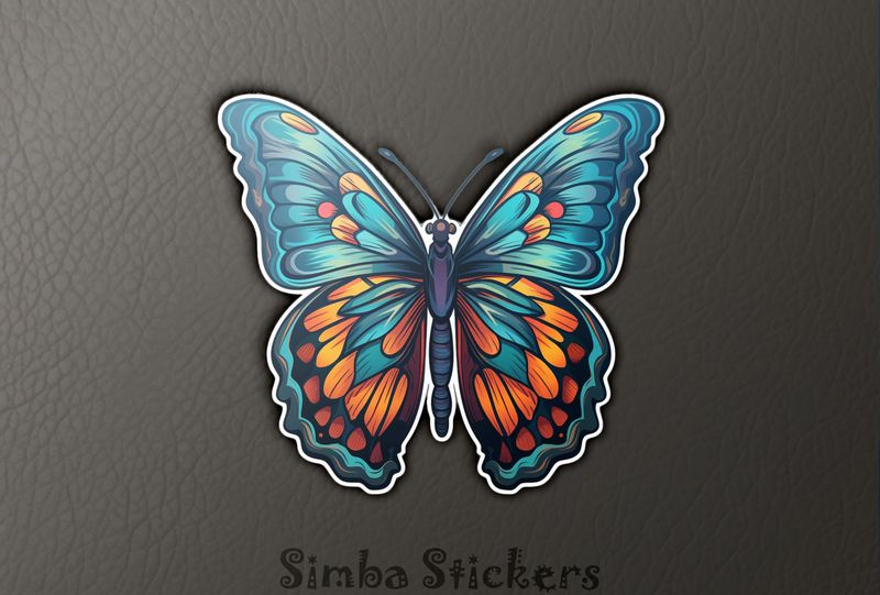 Colourful butterly orange and blue, swte2s