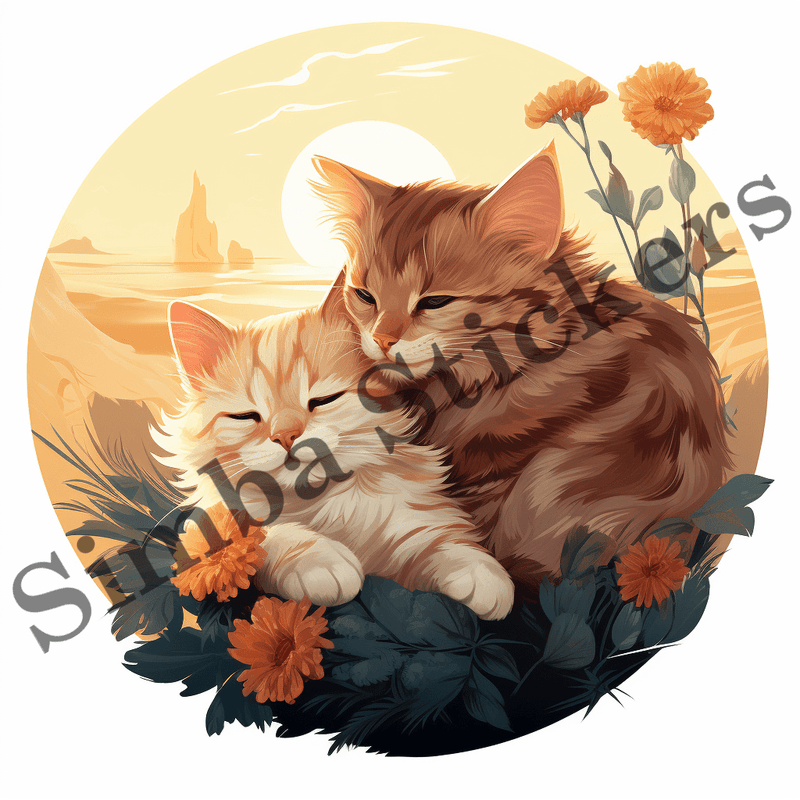 Cats sleeping, image set, 10 images