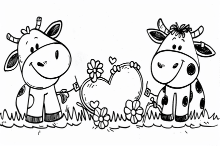 Colouring pages, bundle of cattle, simple, 10 images