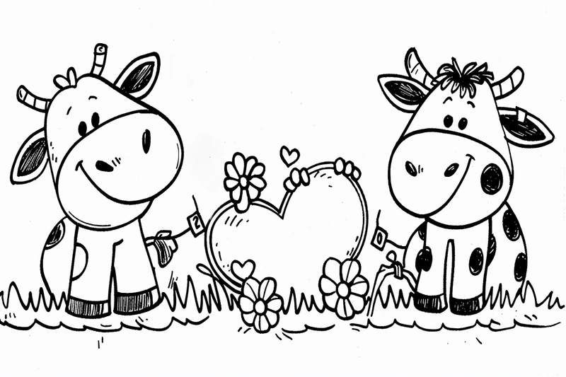 Colouring pages, bundle of cattle, simple, 10 images