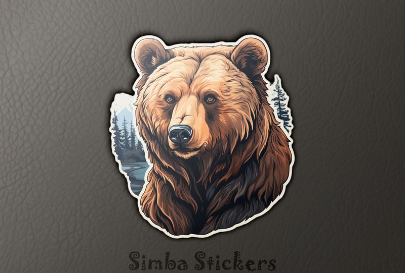 Bear in foresty cut-out, watercolour, jvk0go