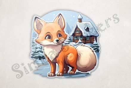 Red Fox outside a house in the snow
