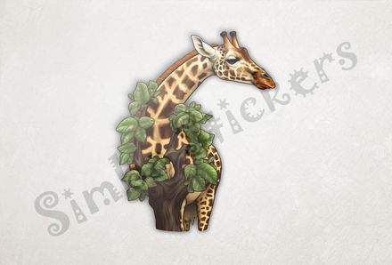 Giraffe behind tree with leaves in the Savanna