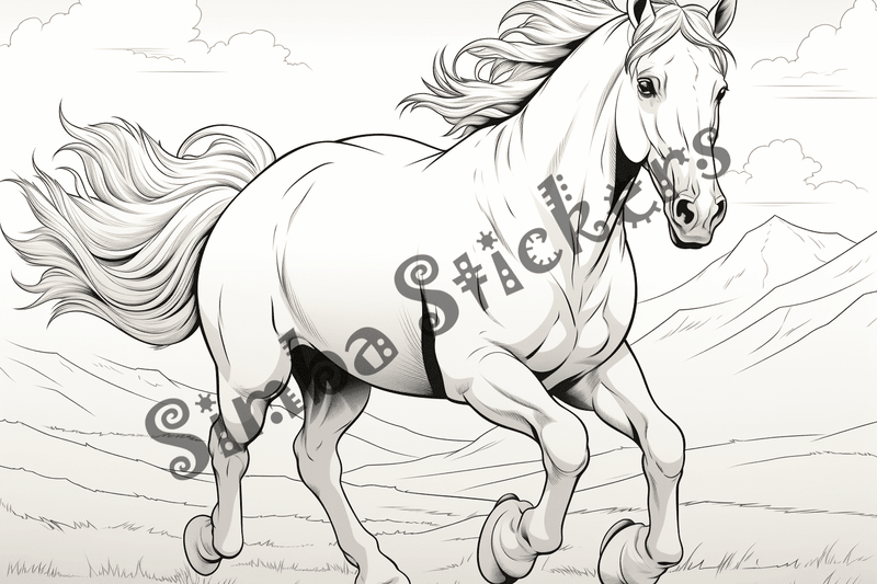 Colouring pages, bundle of horses, 25 images 2
