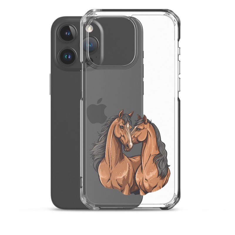 Clear Case for iPhone, Two brown horses snuggling, tdwcyd