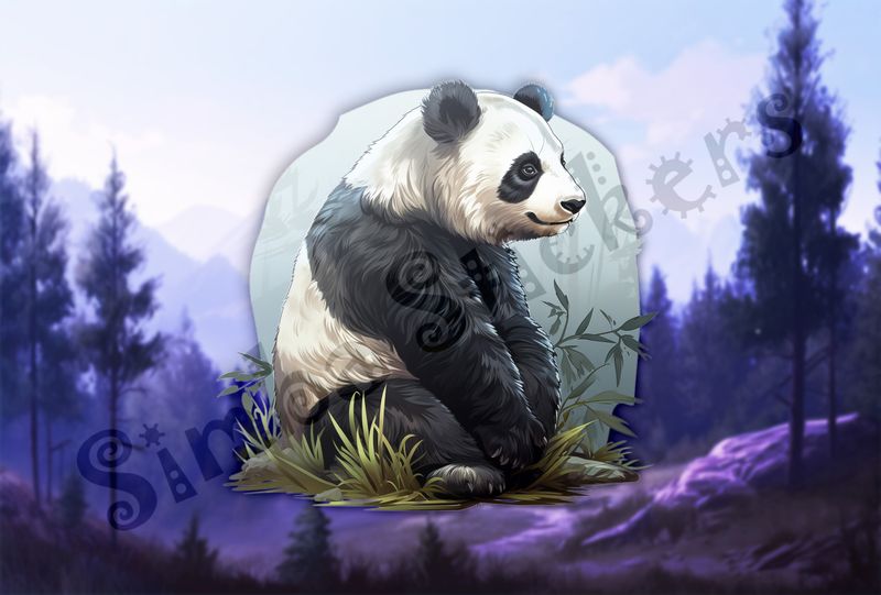 Panda from the side, sitting down, rcgzhl