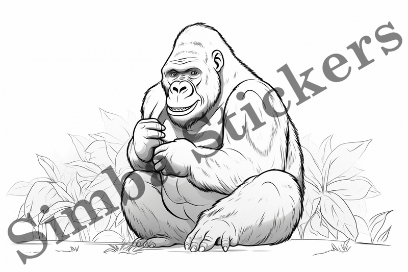 Colouring pages, bundle of gorillas, 25 images