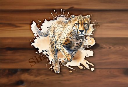 Cheetah running, watercolour
