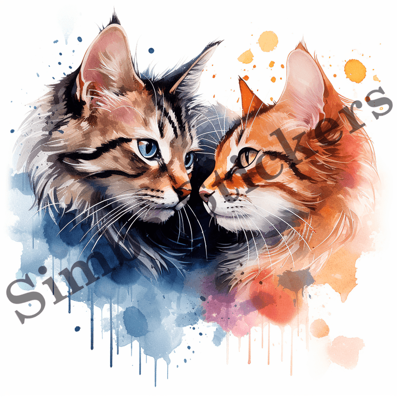 Cats in love, nose-to-nose, image set, 10 images