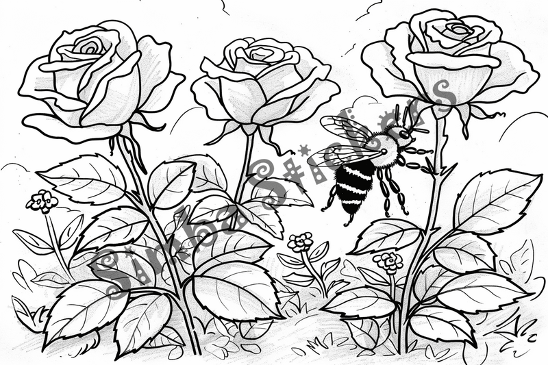 Colouring pages, bundle of bees, 25 images