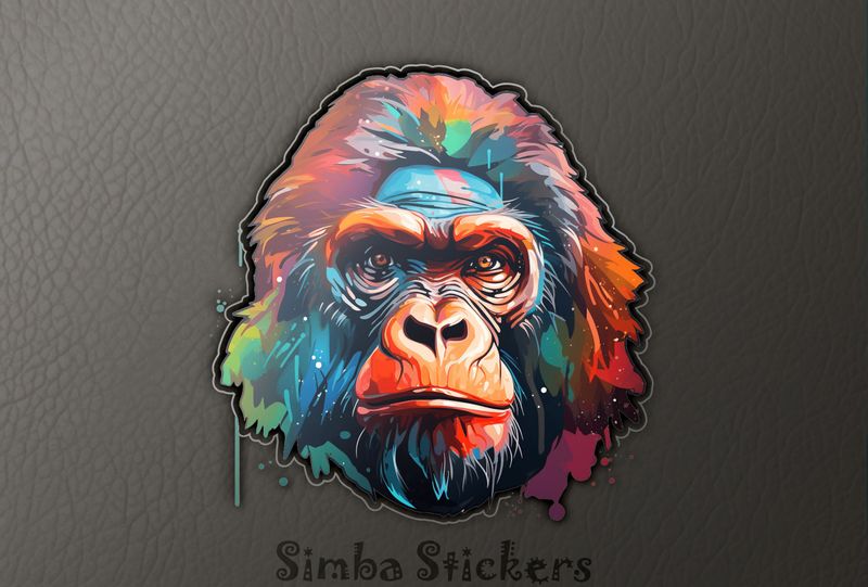 Gorilla face, colourful watercolour, 66qemc