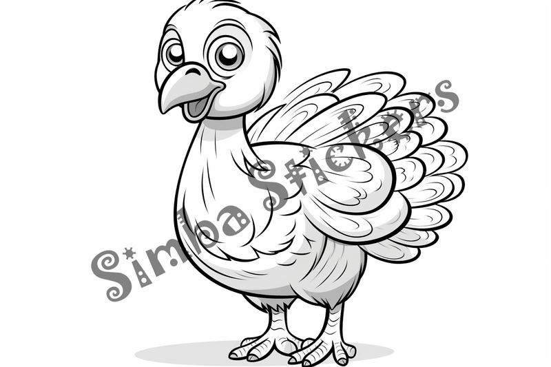 Colouring pages, bundle of individual turkey poults, 10 images