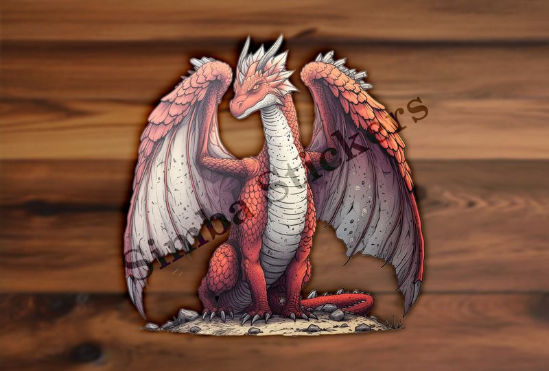 Red dragon flexing wings, watercolour