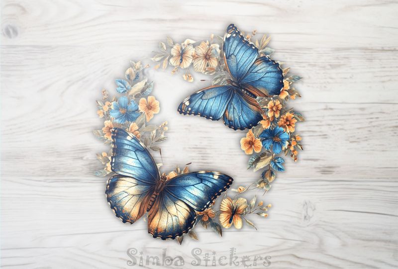 Butterflies flying around flowers, watercolour, ucakeo