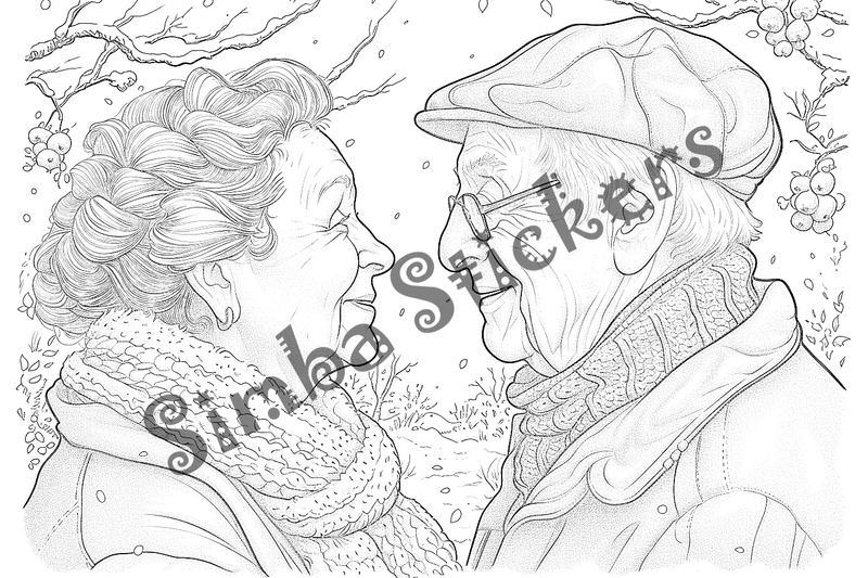 Colouring pages, bundle of people, grandparents and family, 25 images