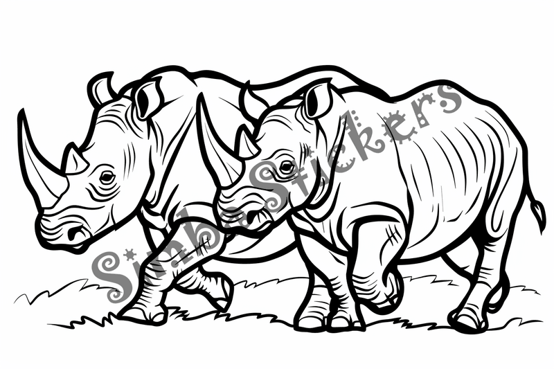 Colouring pages, bundle of rhinos, 25 images