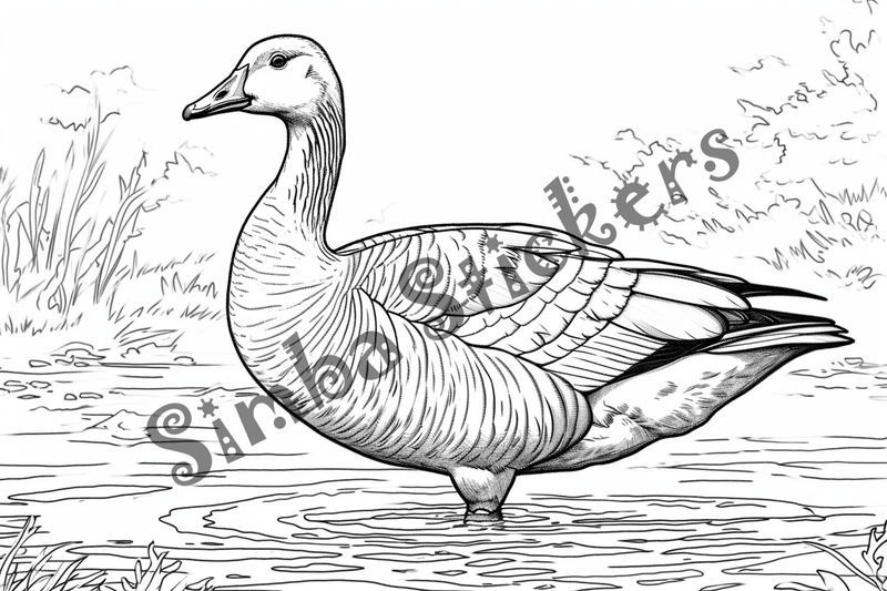 Colouring pages, bundle of geese in water, 10 images