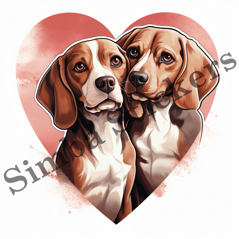 Beagle dogs in love, image set, 10 images