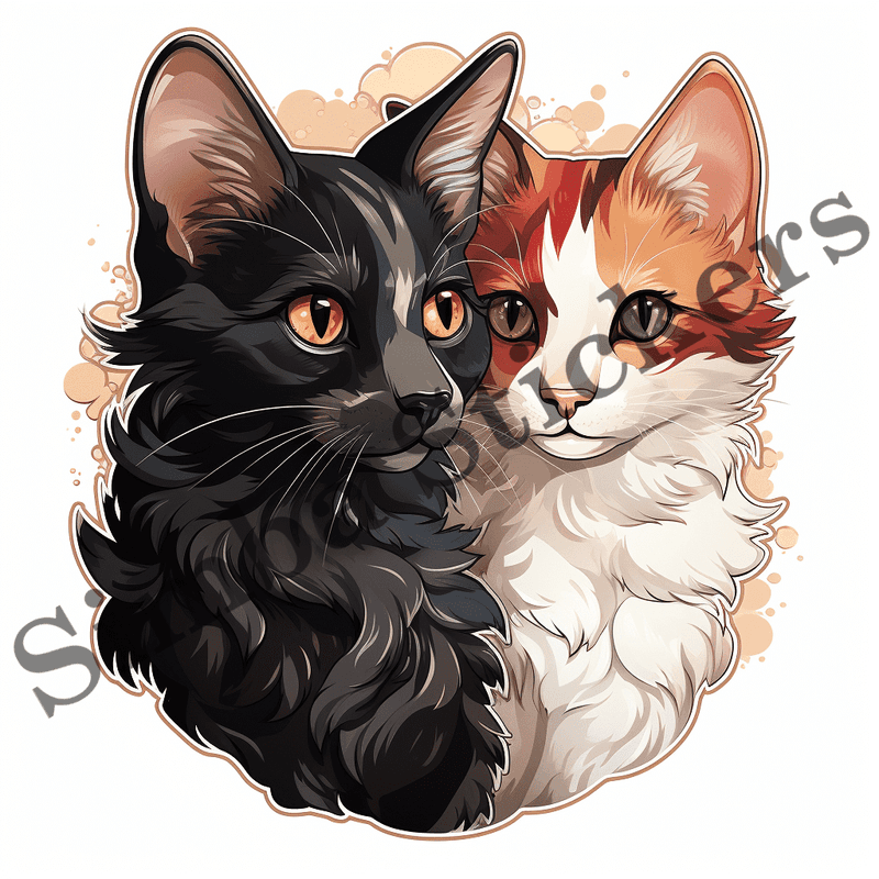 Japanese Bobtail cats in love, image set, 10 images