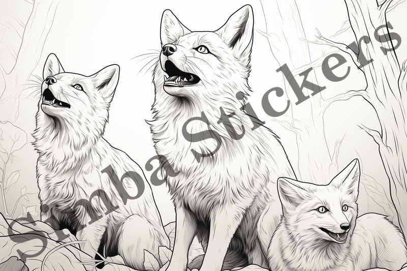 Colouring pages, Bundle of foxes, 25 images