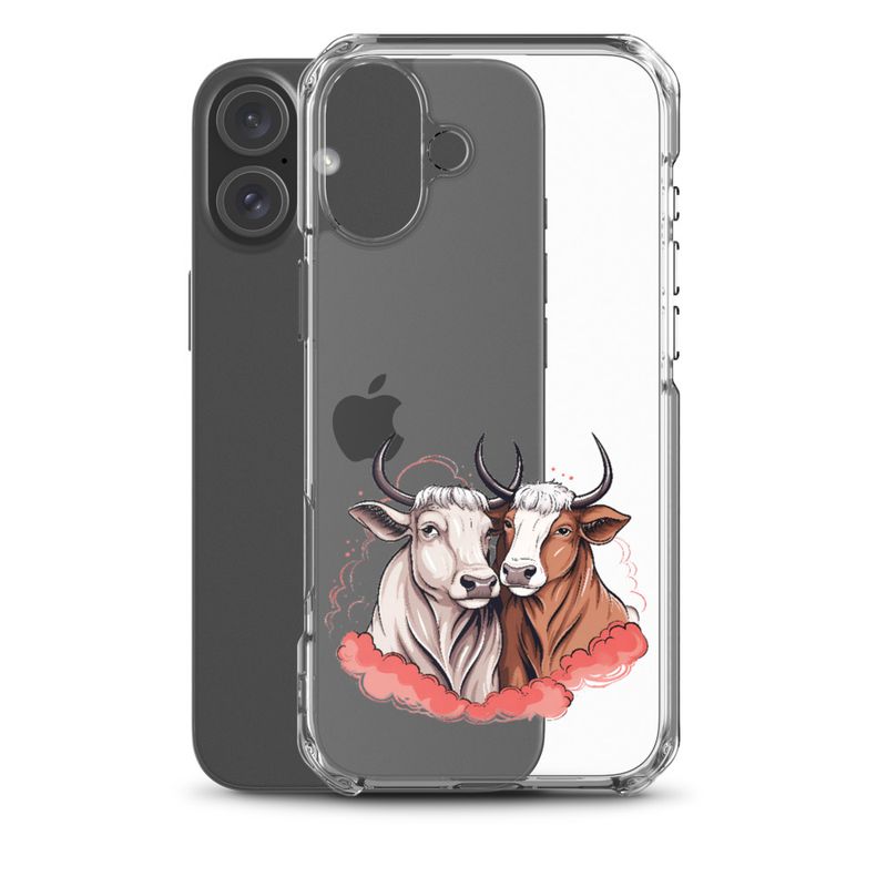Clear Case for iPhone, Bull and cow, romantic, reddish clouds, qoucds