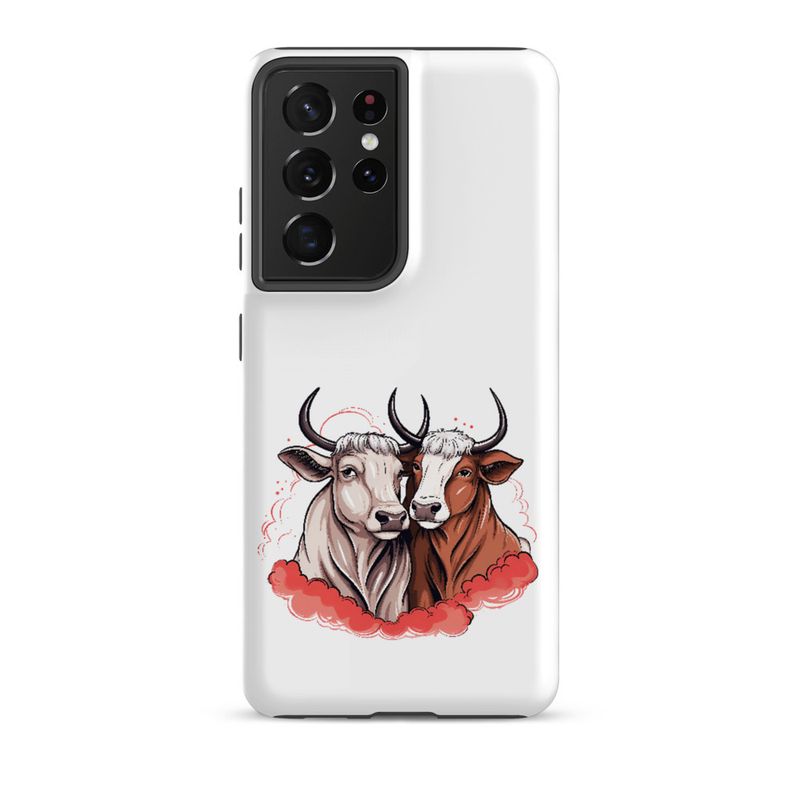Tough Case for Samsung, Bull and cow, romantic, reddish clouds, qoucds